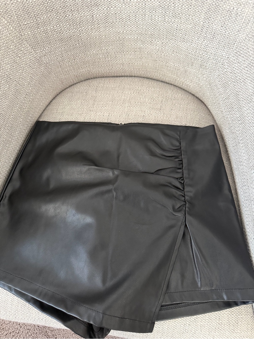 Windsor Black Faux Leather Mini Skirt with Side Slit